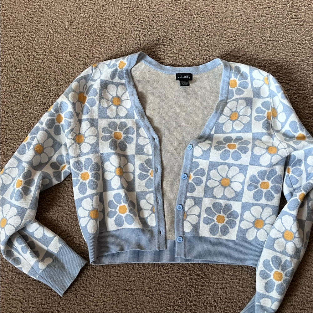 Cropped floral cardigan